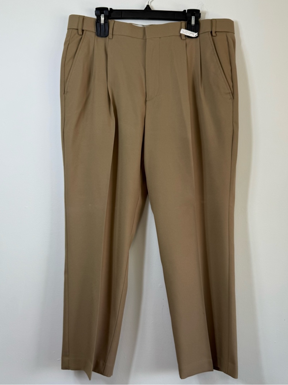 Haband Executive Division Tan Pleated Dress Pants Trousers 38S Khaki